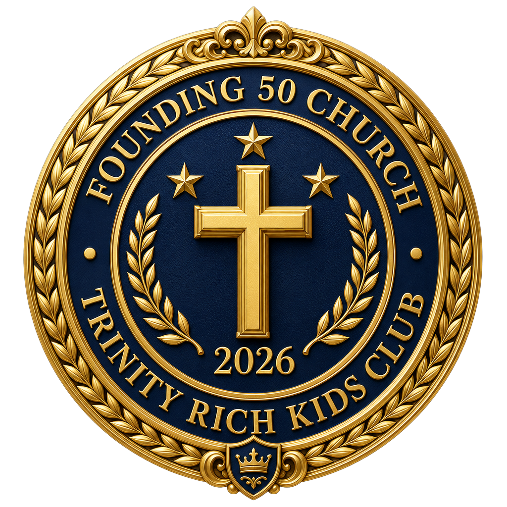 Founding 50 Church badge — Trinity Rich Kids Club