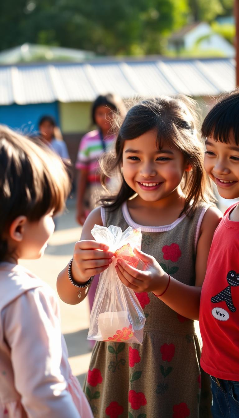 Lina, age 7, doing Kindness Drop