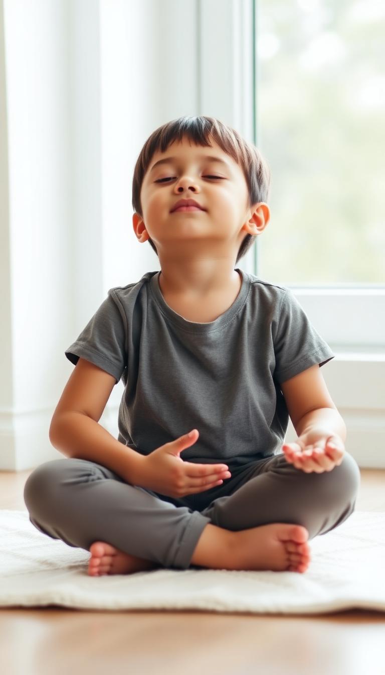 Noah, age 6, doing Starlight Breath